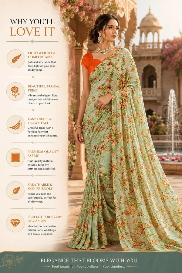 Pista_Georgette_Floral_Print_Saree_For_Women