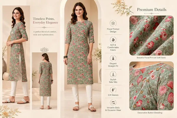 Grey_Red_Cotton_Floral_Printed_Straight_Kurti_For_Women