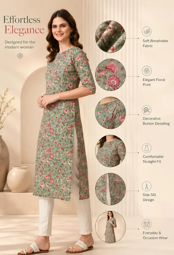 Grey_Red_Cotton_Floral_Printed_Straight_Kurti_For_Women