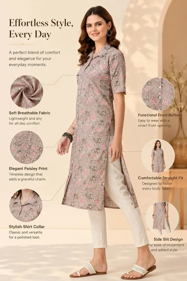 Grey_White_Cotton_Paisley_Printed_Straight_Kurti_For_Women