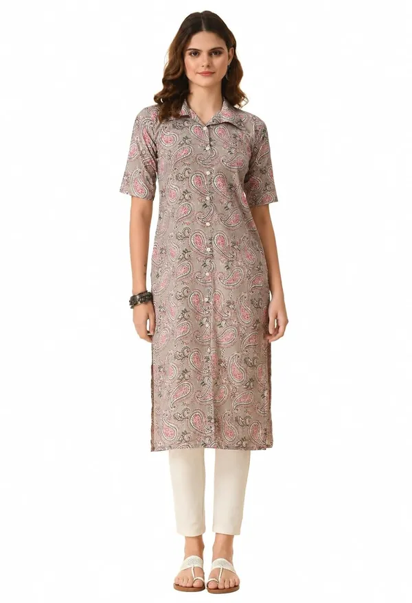 Grey_White_Cotton_Paisley_Printed_Straight_Kurti_For_Women
