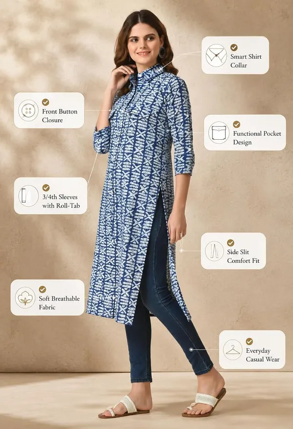 Blue_Cotton_Straight_Geometric_Print_Shirt_Kurti_For_Women