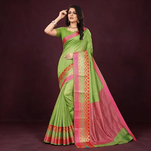 Green_Cotton_Silk_Saree_For_Women