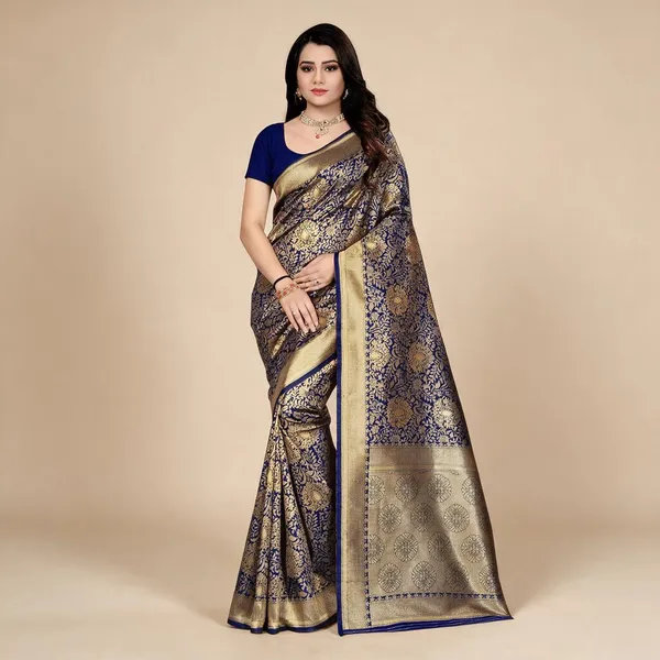 Dark_Blue_Handloom_Silk_Zari_Work_Saree_For_Women