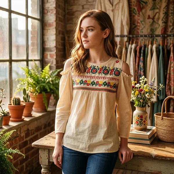 Ivory_Cotton_Embroidered_Cold_Shoulder_Top_For_Women