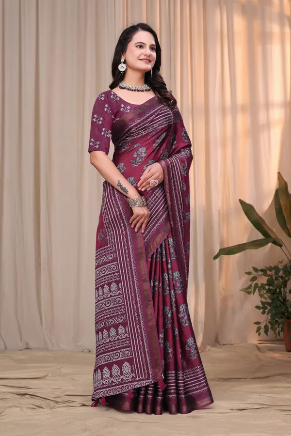 Maroon_Cotton_Printed_Ethnic_Saree_For_Women
