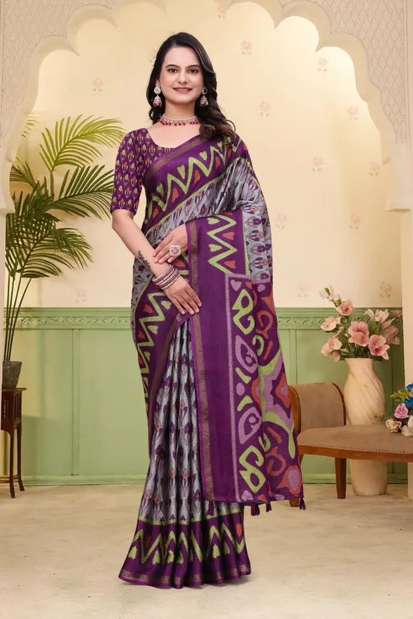 Purple_Cotton_Printed_Saree_For_Women