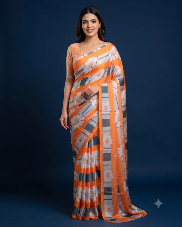 Orange_Grey_Cotton_Floral_Printed_Saree_For_Women