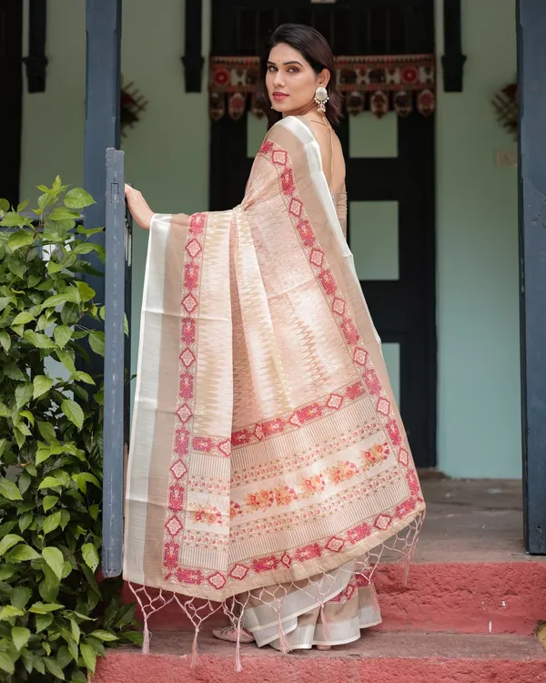 Peach_Cotton_Printed_Saree_For_Women