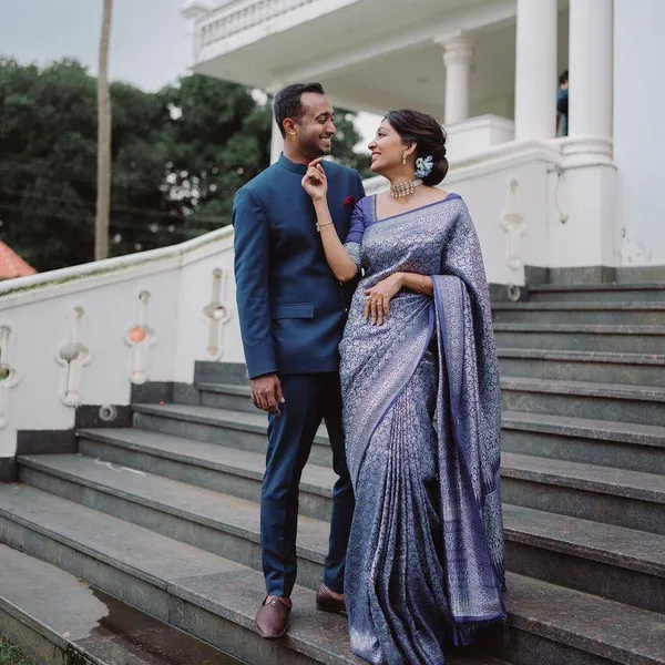 Blue_Silk_Brocade_Floral_Woven_Saree_For_Women