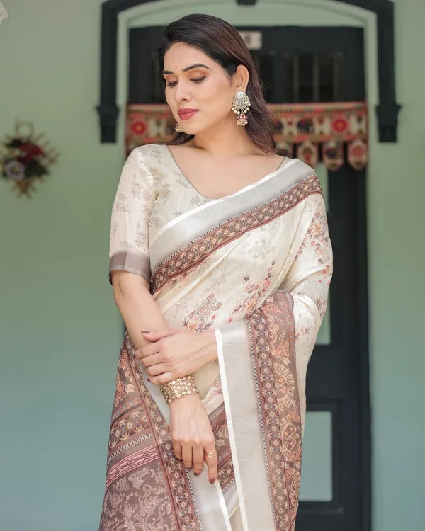 Cream_Cotton_Floral_Printed_Saree_For_Women