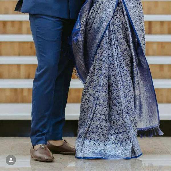 Blue_Silk_Brocade_Floral_Woven_Saree_For_Women