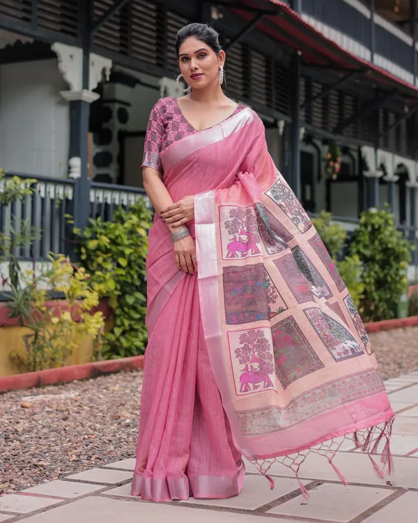 Pink_Cotton_Printed_Saree_For_Women