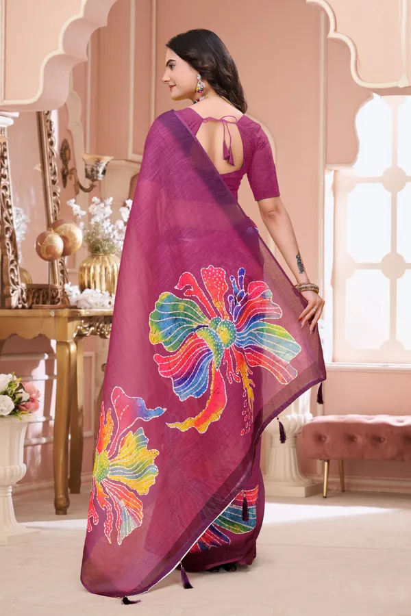 Magenta_Cotton_Floral_Printed_Saree_With_Blouse_For_Women
