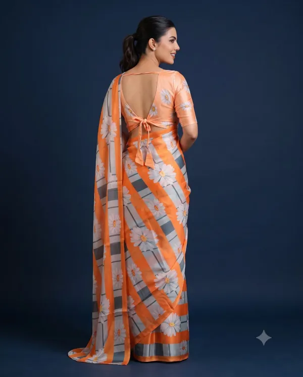 Orange_Grey_Cotton_Floral_Printed_Saree_For_Women