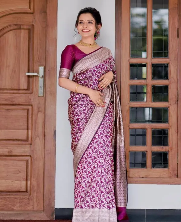 Purple_Silk_Floral_Printed_Saree_For_Women
