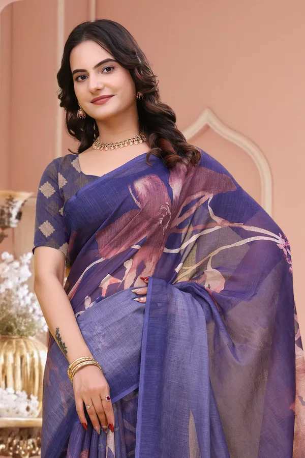 Purple_Floral_Print_Saree_for_Women