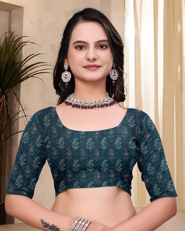 Teal_Cotton_Traditional_Printed_Saree_For_Women