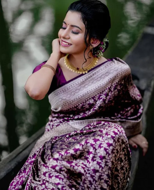 Purple_Silk_Floral_Printed_Saree_For_Women