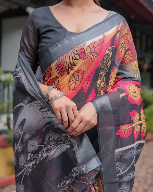 Grey_Cotton_Floral_Printed_Saree_For_Women