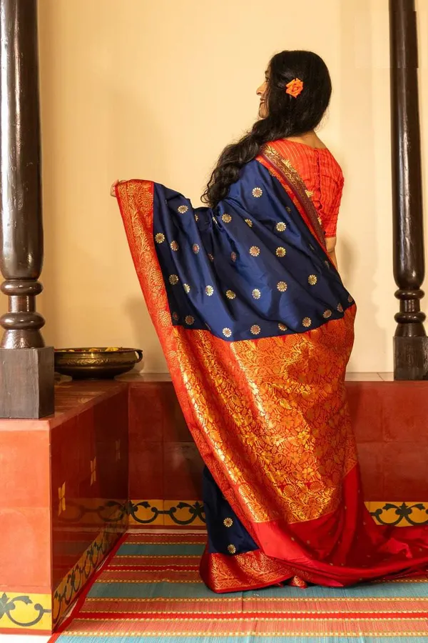 Navy_Blue_Silk_Brocade_Saree_For_Women