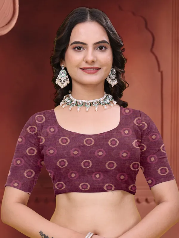 Pink_Cotton_Geometric_Print_Saree_With_Blouse_For_Women