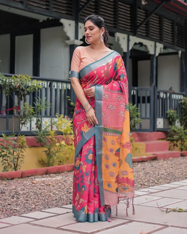 Pink_Cotton_Floral_Printed_Saree_For_Women