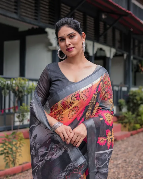 Grey_Cotton_Floral_Printed_Saree_For_Women