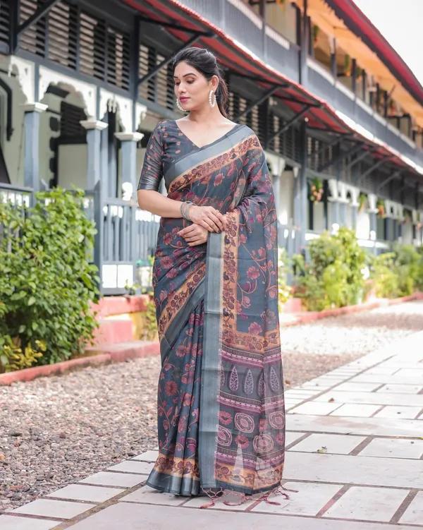 Grey_Cotton_Floral_Printed_Saree_For_Women