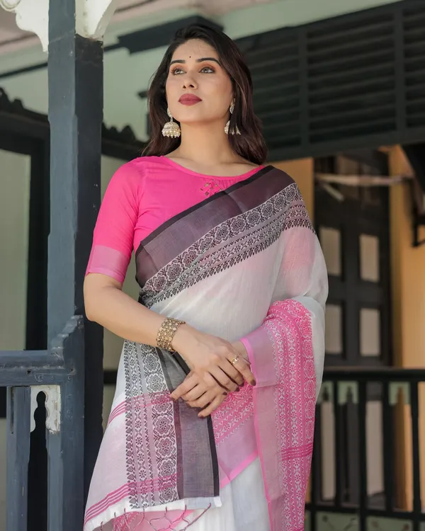 Pink_White_Cotton_Printed_Saree_For_Women