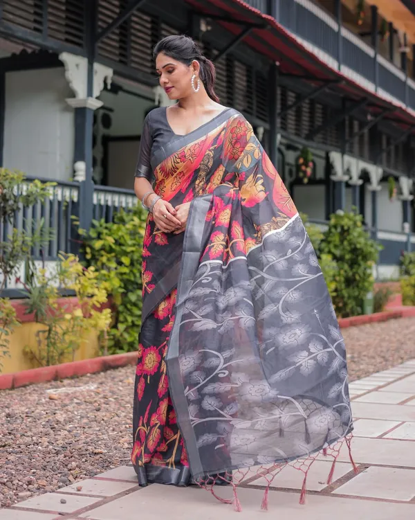 Grey_Cotton_Floral_Printed_Saree_For_Women