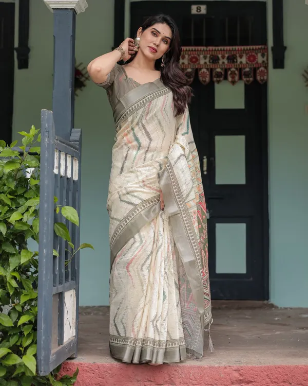 Grey_Cotton_Geometric_Floral_Printed_Saree_For_Women