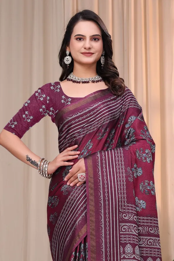 Maroon_Cotton_Printed_Ethnic_Saree_For_Women