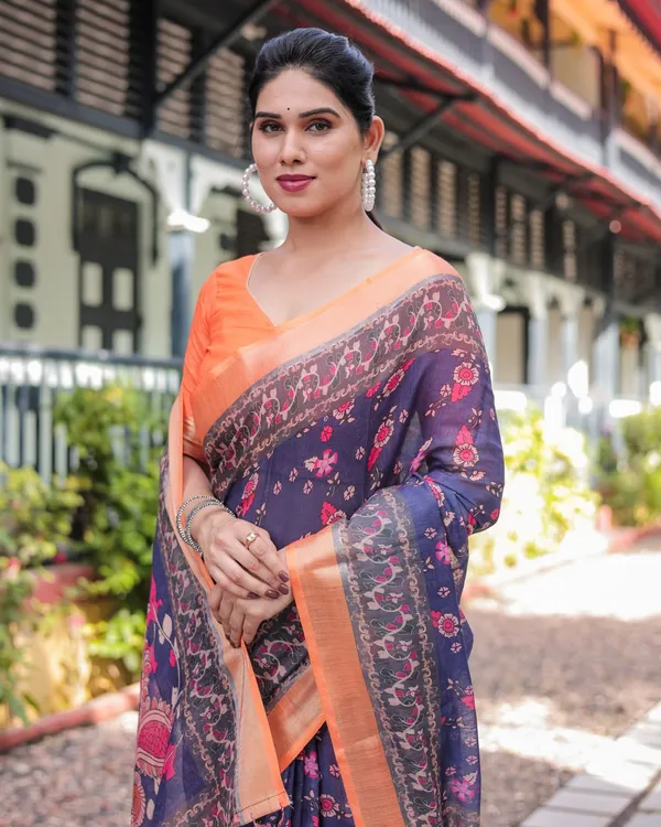 Purple_Cotton_Floral_Paisley_Printed_Saree_For_Women