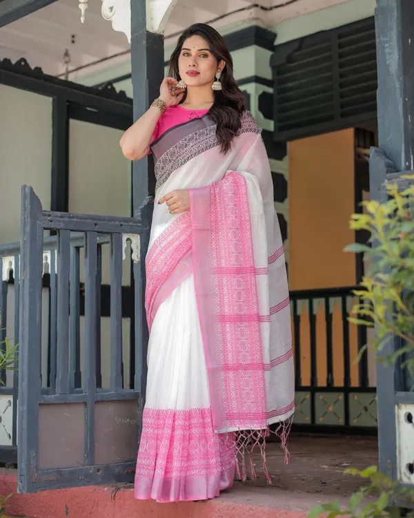Pink_White_Cotton_Printed_Saree_For_Women