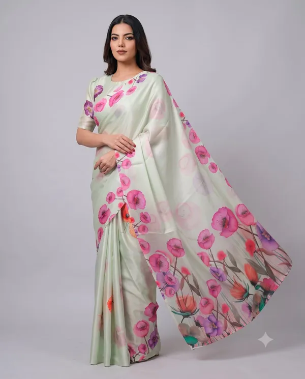 Mint_Green_Cotton_Floral_Print_Saree_For_Women