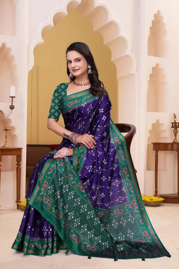 Purple_Green_Cotton_Printed_Saree_For_Women