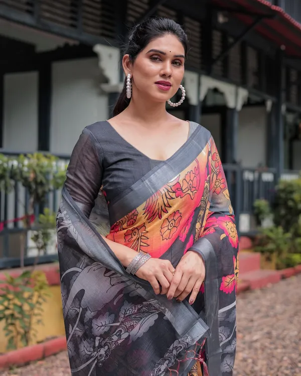 Grey_Cotton_Floral_Printed_Saree_For_Women