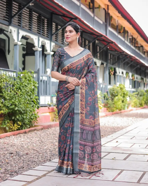 Grey_Cotton_Floral_Printed_Saree_For_Women