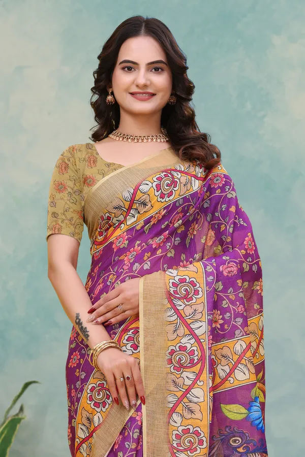 Purple_Cotton_Floral_Paisley_Printed_Saree_For_Women