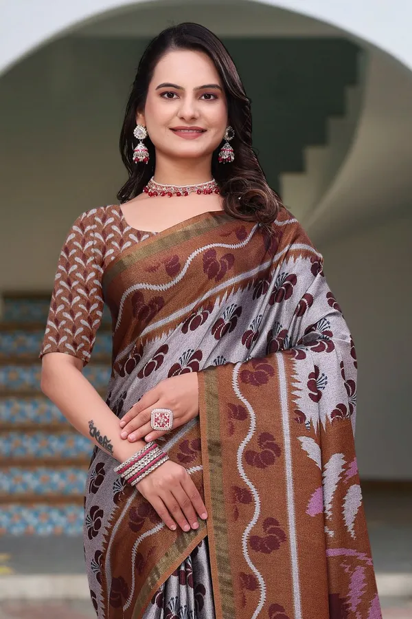 Grey_Cotton_Floral_Motif_Printed_Saree_For_Women