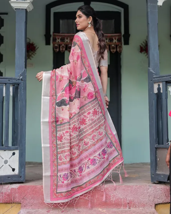 Pink_Cotton_Floral_Printed_Saree_For_Women