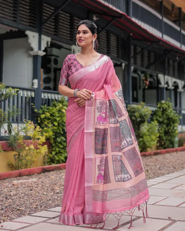 Pink_Cotton_Printed_Saree_For_Women