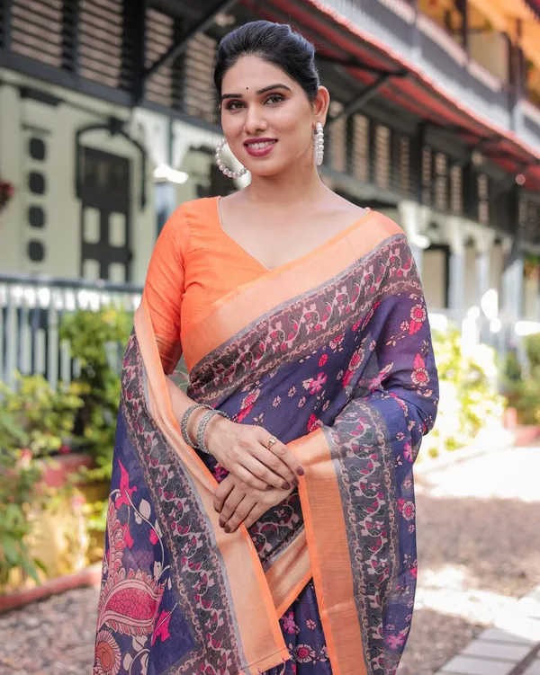Purple_Cotton_Floral_Paisley_Printed_Saree_For_Women