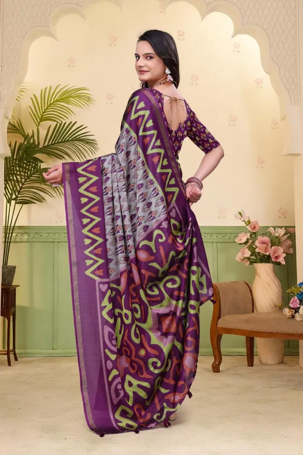 Purple_Cotton_Printed_Saree_For_Women