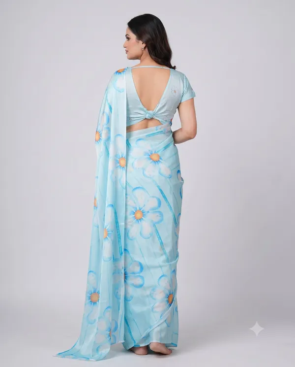 Light_Blue_Cotton_Floral_Print_Saree_For_Women