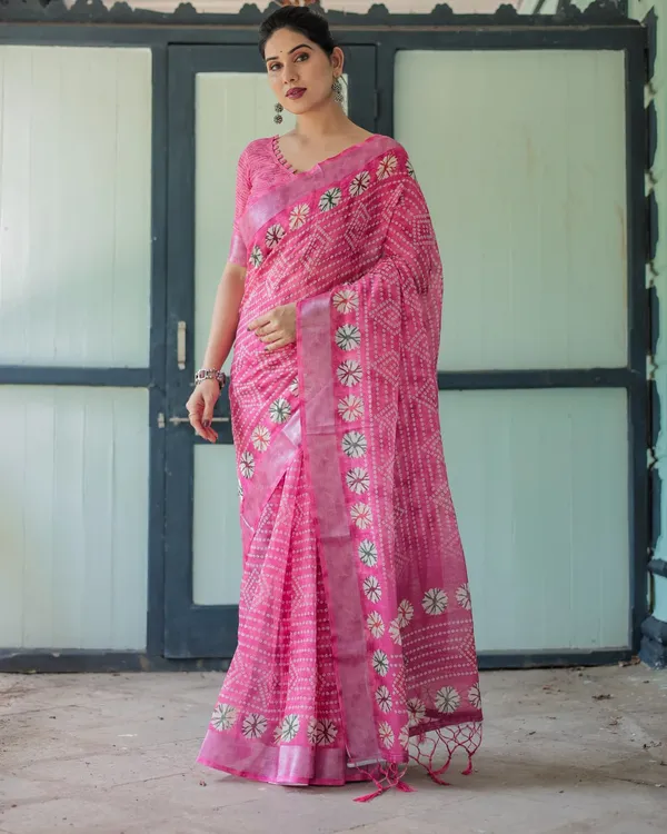 Pink_Cotton_Geometric_Printed_Saree_For_Women