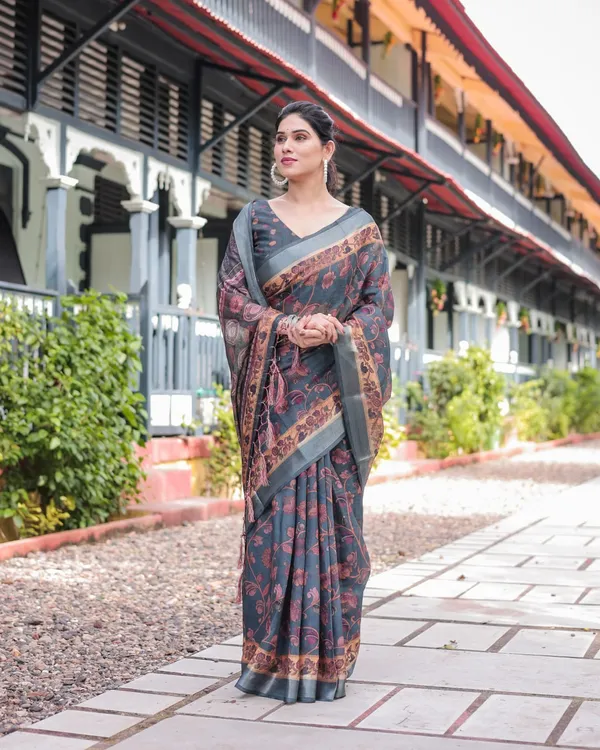 Grey_Cotton_Floral_Printed_Saree_For_Women
