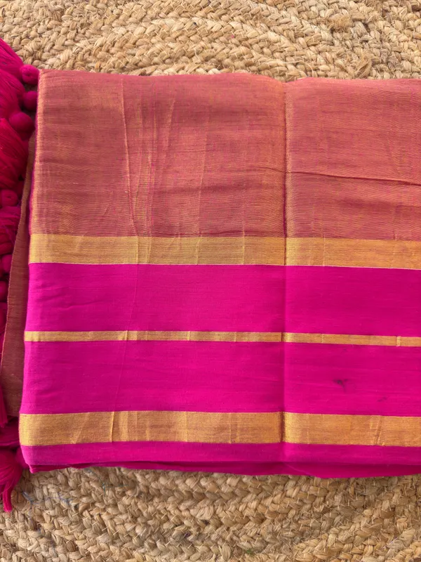 Raga_Pink_Gap_border_Mul_Tissue_Saree