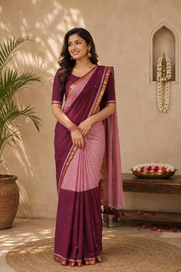 Maroon_and_Mauve_color_Half_and_half_mul_Saree